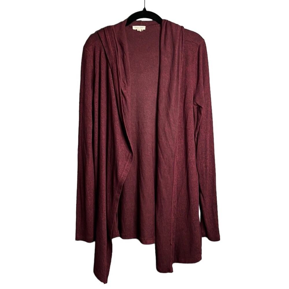 Silence + Noise Burgundy Open Hooded Cardigan Long Sleeves Small